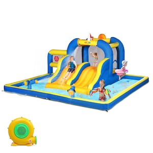 Inflatable Water Park Bounce House 2-Slide Bouncer with 450-Watt Blower