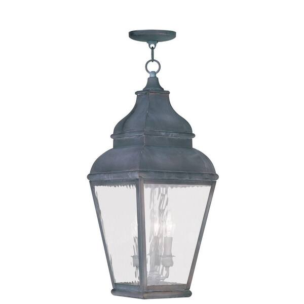 Livex Lighting Providence 3-Light Vintage Pewter Outdoor Incandescent Hanging Lantern
