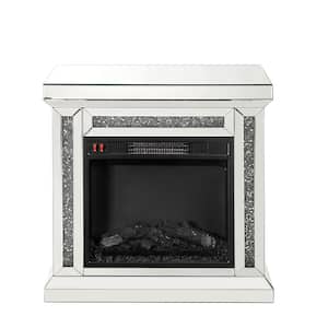 Noralie 28 in. Freestanding Mirror Electric Fireplace in Mirrored