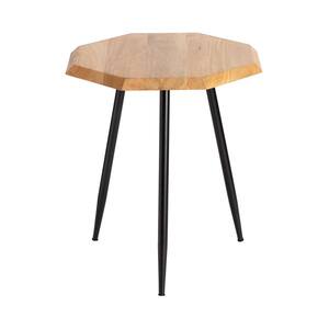 Rolande 20 in Natural 23 in Hexagonal Mango Wood End Table With Black Tripod Legs