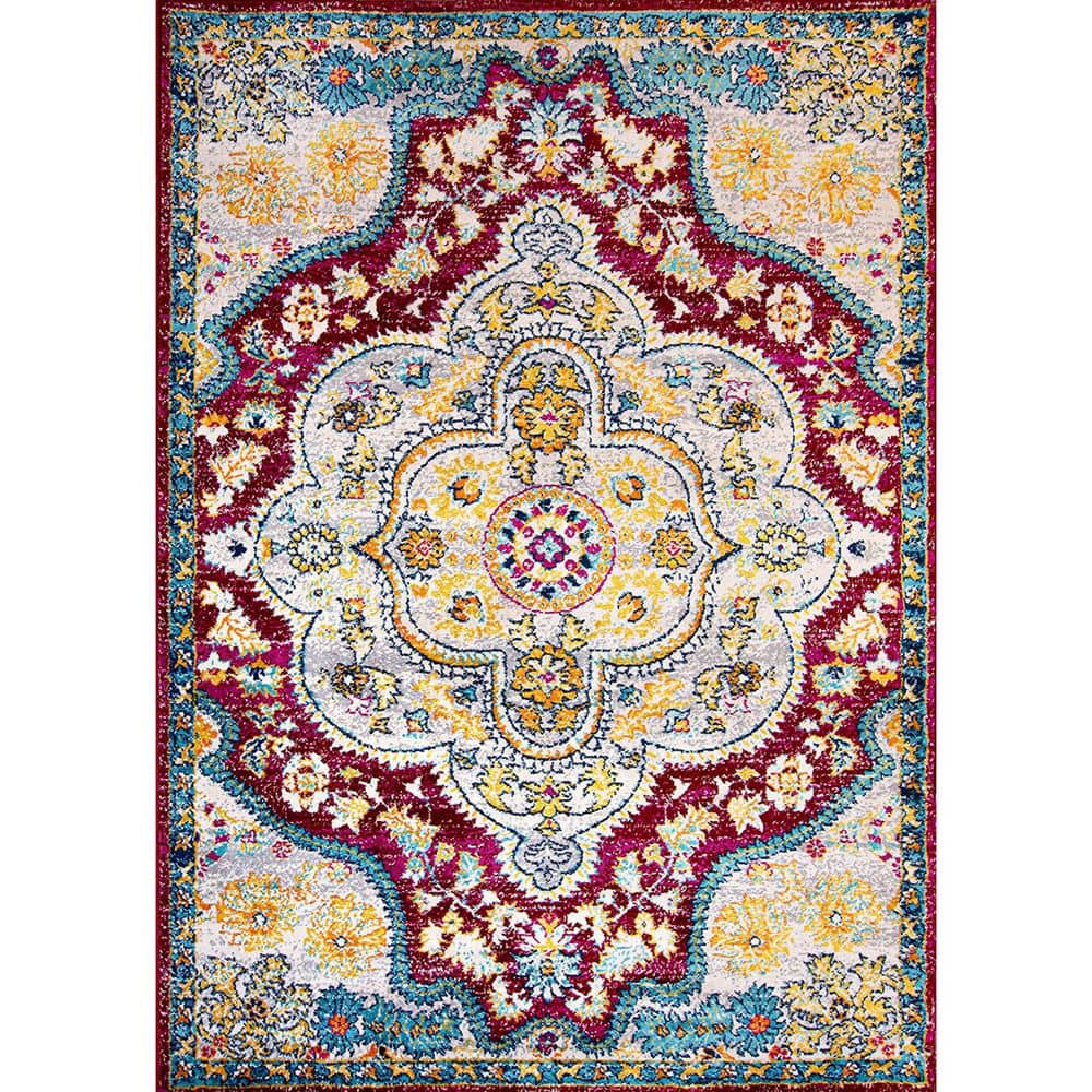 Red Polypropylene 5 ft. x 7 ft. Abstract Indoor Area Rug