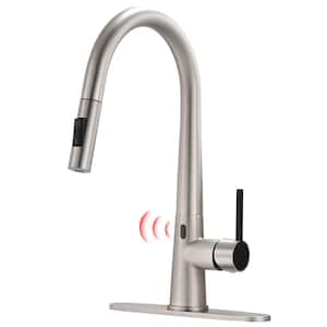 Single Handle Touchless Pull Down Sprayer Kitchen Faucet with Advanced Spray 1 Hole Kitchen Basin Taps in Brushed Nickel
