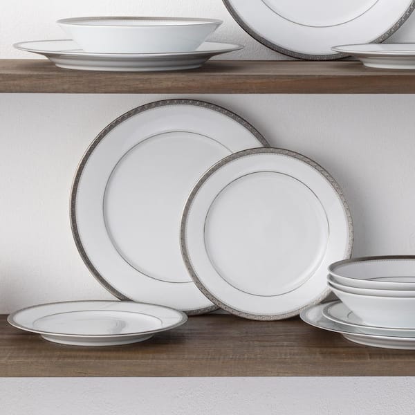 Noritake Charlotta Platinum 12-Piece Dinnerware Set (Platinum) Porcelain,  Service for 4 1771-12H - The Home Depot