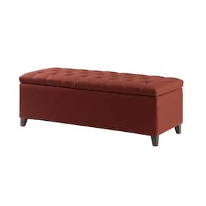 Sasha Rust Red Tufted Top Storage Bench 18.5 in. H x 49 in. W x 19.25 in. D