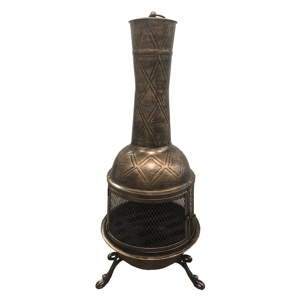 Unbranded Jr. Elite Chimenea 14.5 in. W x 35.5 in. H with Full Sides Spark Guard Screen and Door