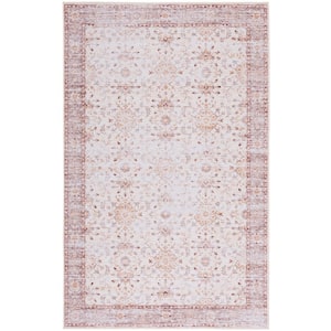 Tuscon Beige/Gold 4 ft. x 6 ft. Machine Washable Border Floral Area Rug