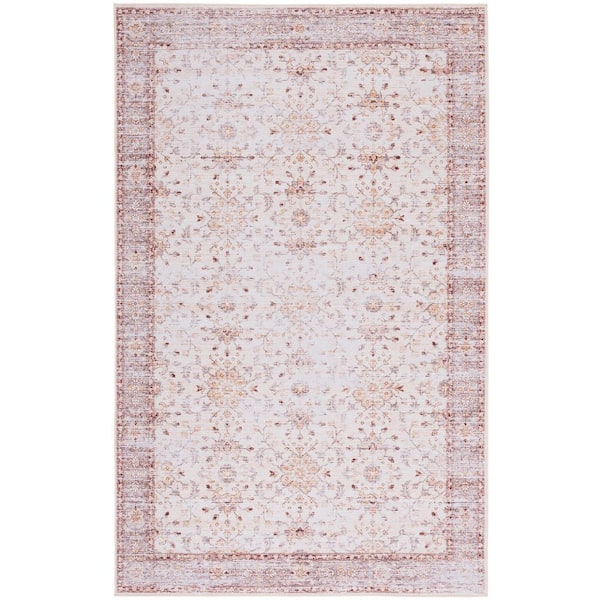 SAFAVIEH Tuscon Beige/Gold 4 ft. x 6 ft. Machine Washable Border Floral Area Rug