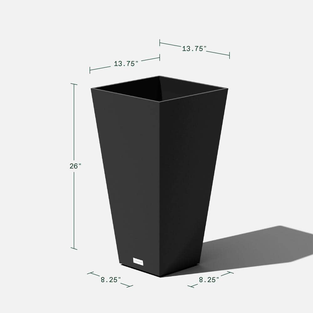 Midland 26" Black Recycled Plastic Tall Square Planter