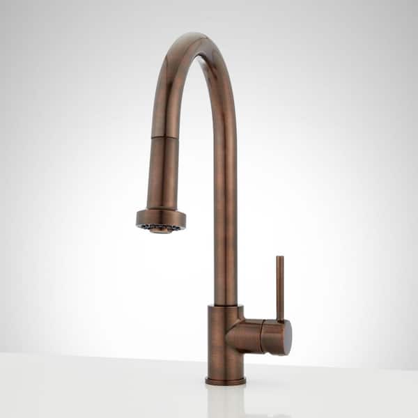 SIGNATURE HARDWARE Ridgeway Single Handle Pull Down Sprayer Kitchen Faucet in Oil Rubbed Bronze