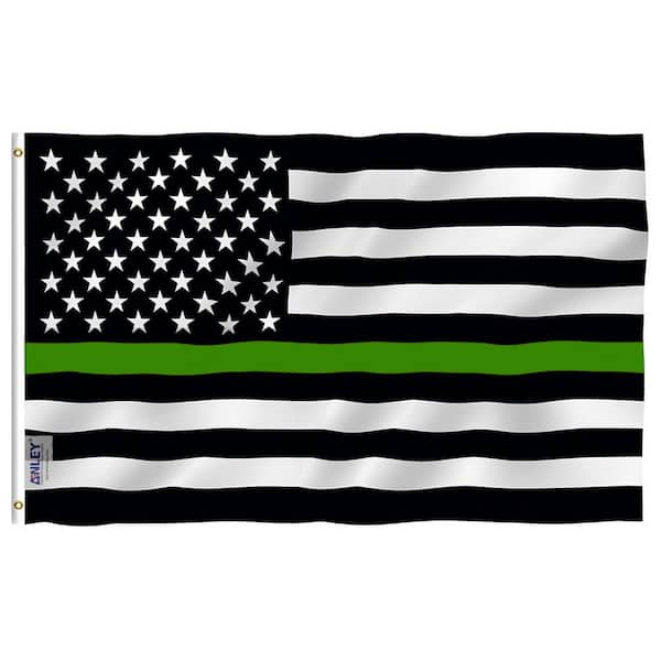 ANLEY Fly Breeze 3 ft. x 5 ft. Polyester Thin Green Line USA Flag 2-Sided Flag Banner with Brass Grommets and Canvas Header