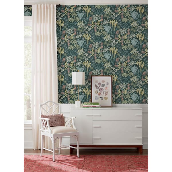 Everglades Dark Green Botanical Wallpaper Sample