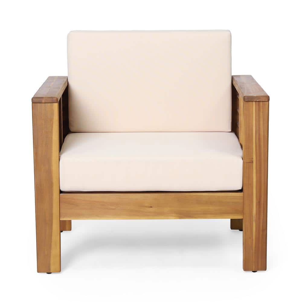 Acacia Wood Outdoor Club Chair with Cushion for Patio Backyard Garden Teak 