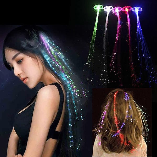 Novelty Place Alternating Multi-Colors Party Stars LED Light-Up Optic Fiber  Hair Extension with Barrette Party Light Set (12-Pack) .12Pc -  The Home Depot