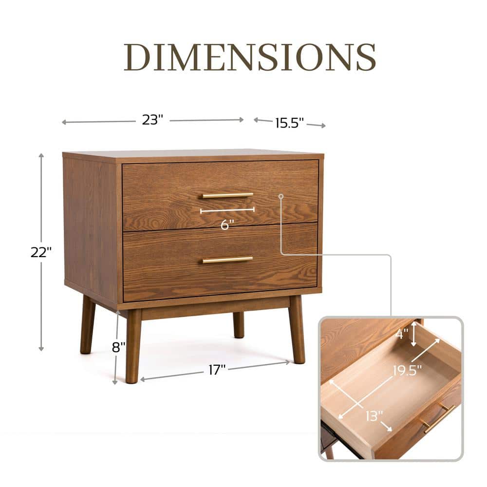 Riverstone Queen Walnut and Boucle Bedroom Set with Brass Handles