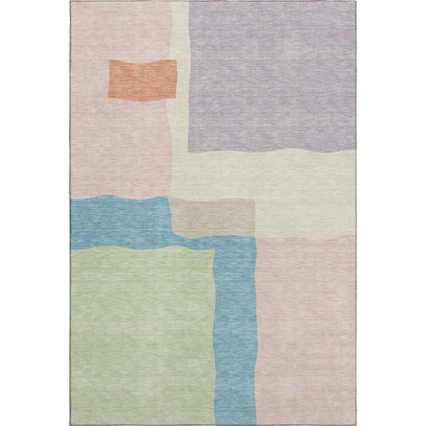 Mayfield Premium Machine Washable Abstract AMF2400 Pink 10 ft. x 14 ft. Area Rug