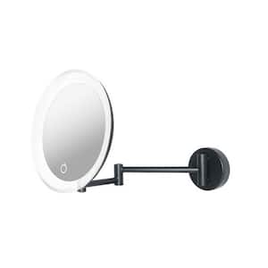 Beauty 300T 7.8 in. W x 7.8 in. H Small Round Lighted Magnifying Bathroom Makeup Mirror in Matte Black