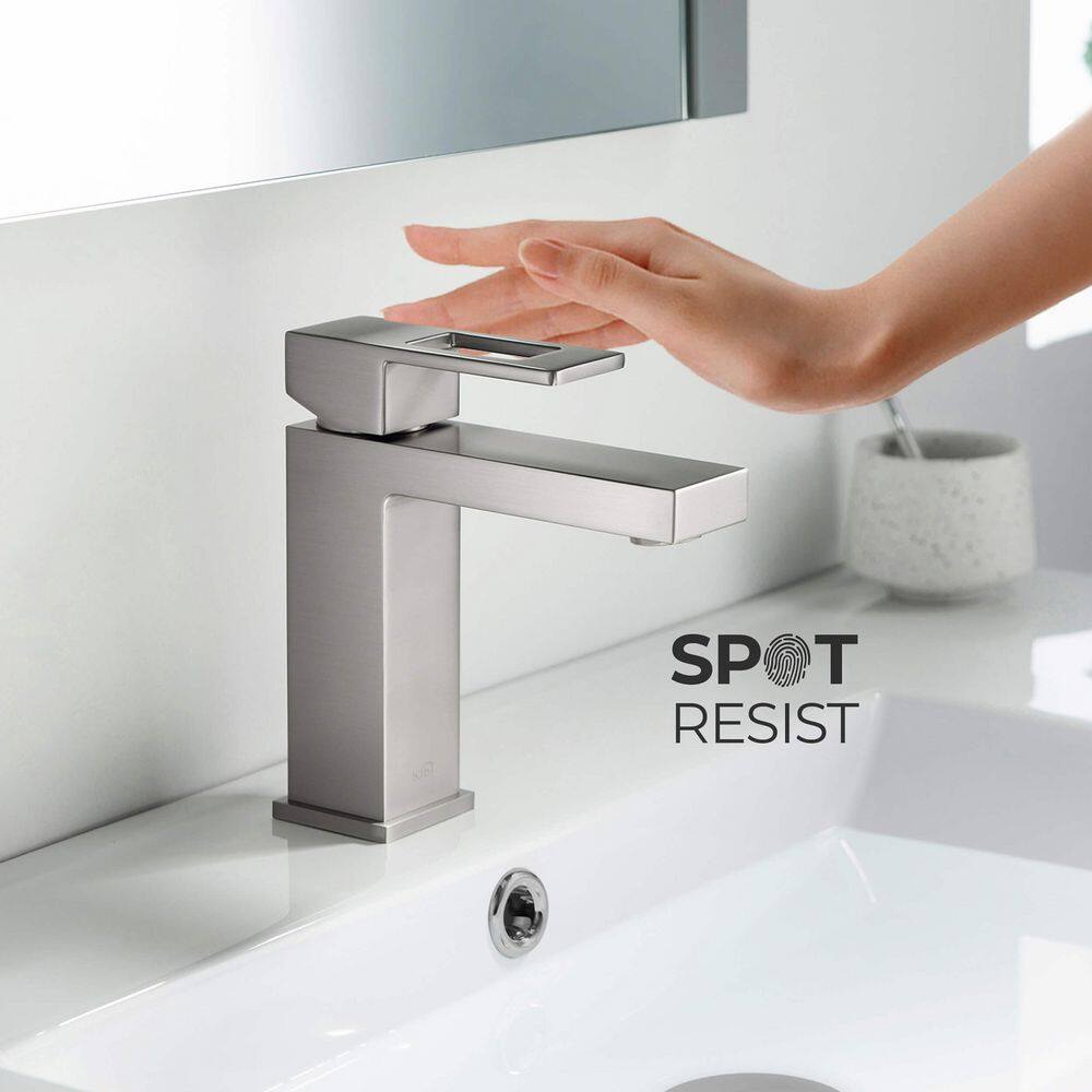 Kibi Cubic 6'' High-Arc Single-Handle Brushed Nickel Bathroom Faucet