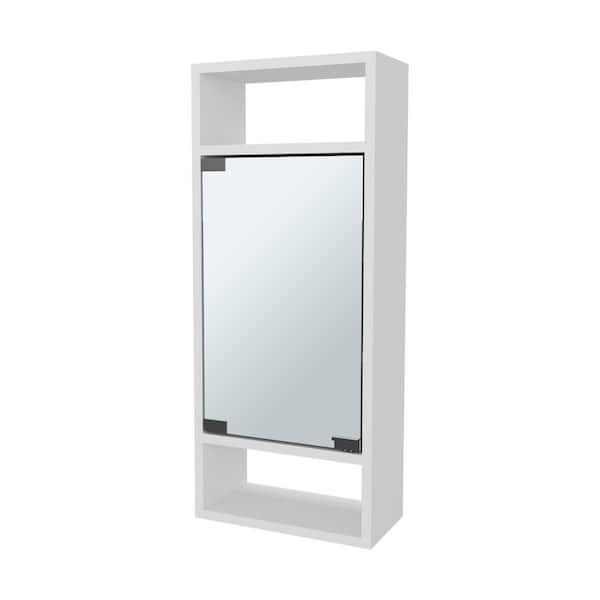Avex White 11.8 in. W x 28.3 in. H Rectangular Particle Board Medicine Cabinet with Mirror