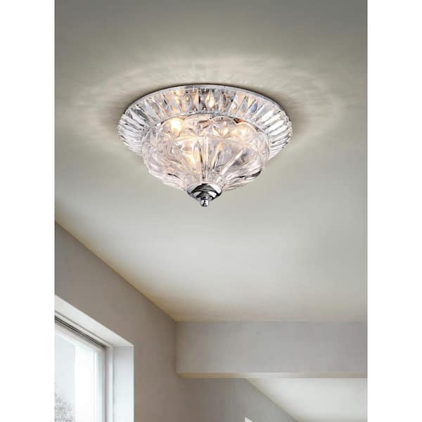 Jojospring Madilynn 13.2 In. W 3Light Chrome Crystal Flush Mount