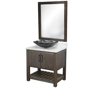 Ocean Breeze 31 in. W x 22 in. D x 31 in. H Single Sink Bath Vanity in Cafe with Cafe Mocha Quartz Top and Mirror
