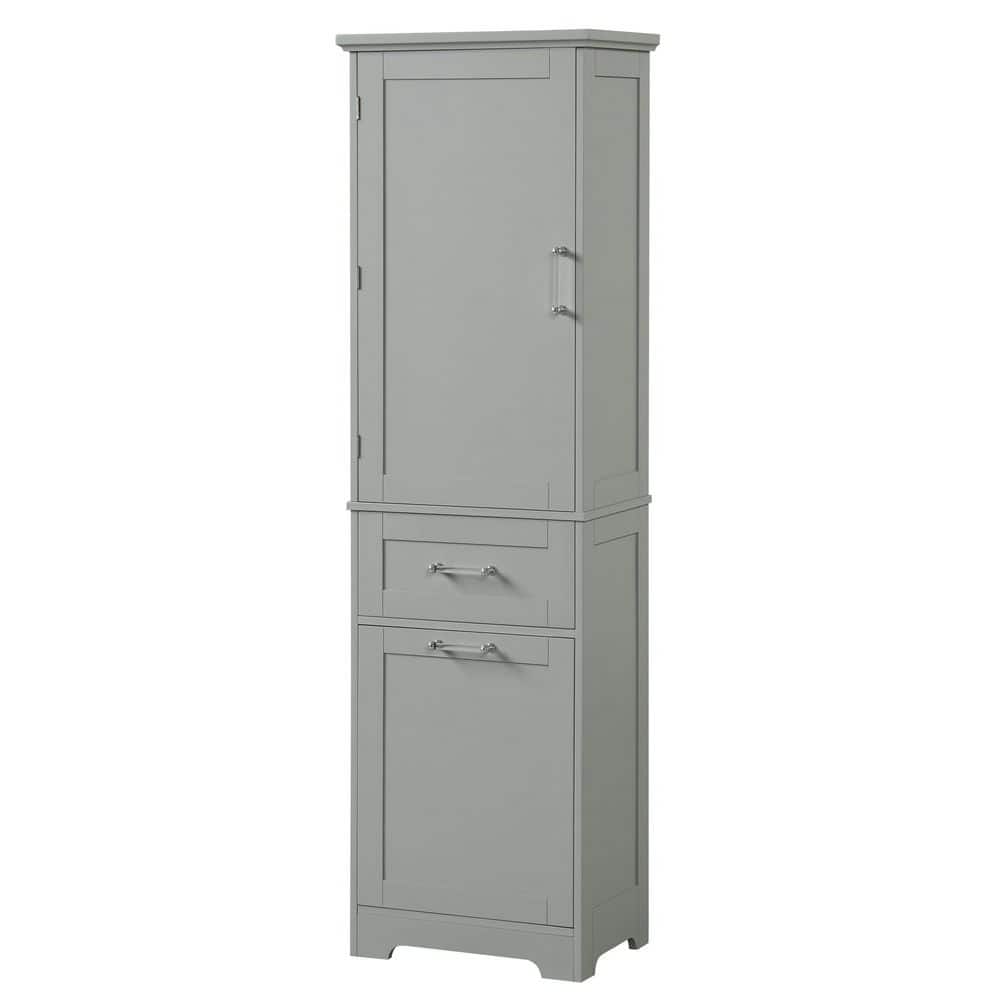 20 in. W x 13.5 in. D x 68.4 in. H Gray MDF Board Linen Cabinet with Two Drawers and Adjustable Shelf price history on PriceWatchPro
