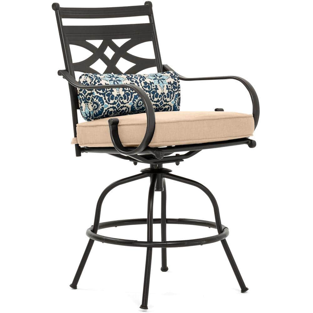 Elegant Montclair 3-Piece Tan High-Dining Patio Set with Swivel Chairs