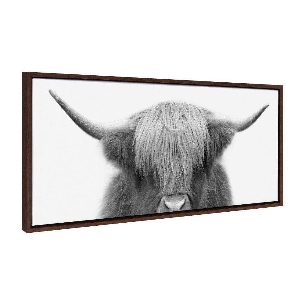 Hey Dude Highland Cow Black and White Canvas Print