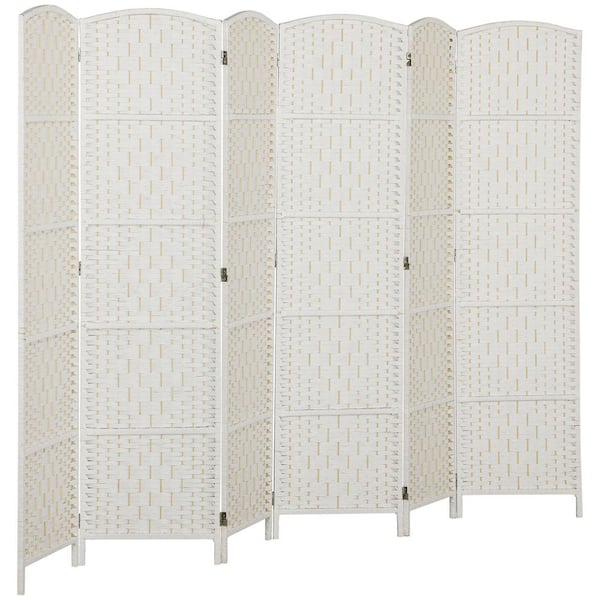70.9 in. Room Divider, 6 Panels Folding Privacy Screen, Portable Wicker Weave Partition Wall Divider for Bedroom