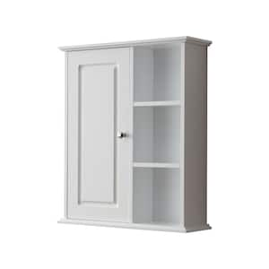 23.62 in. W x 7.09 in. D x 27.56 in. H Bathroom Storage Wall Cabinet in White with 3 Open Shelves