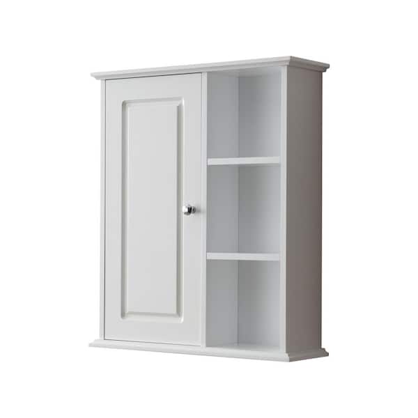 Aoibox 23.62 in. W x 7.09 in. D x 27.56 in. H Bathroom Storage Wall Cabinet in White with 3 Open Shelves