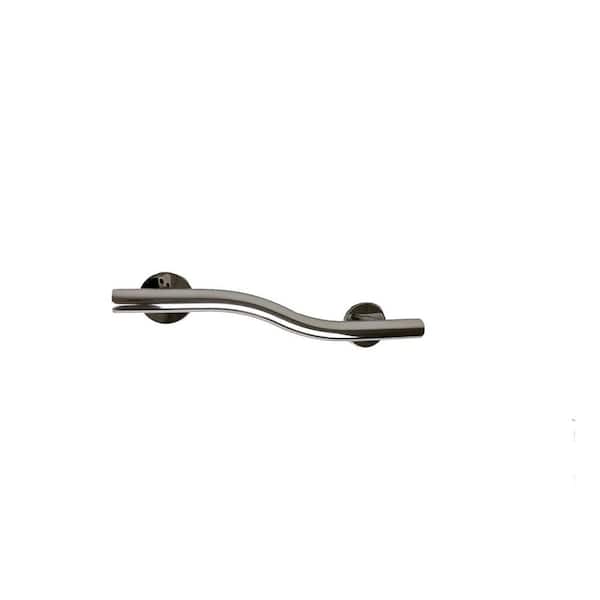 CSI Bathware 14 in. Right Hand Wave Design Grab Bar in Polished Stainless