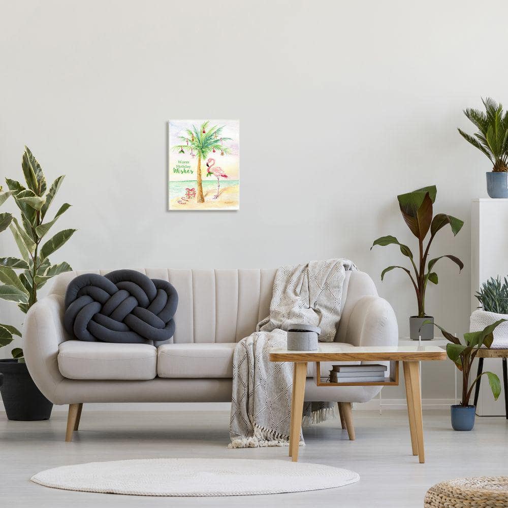 Tropical Flamingo Christmas Nautical Palm Tree Graphic Print Wall Art