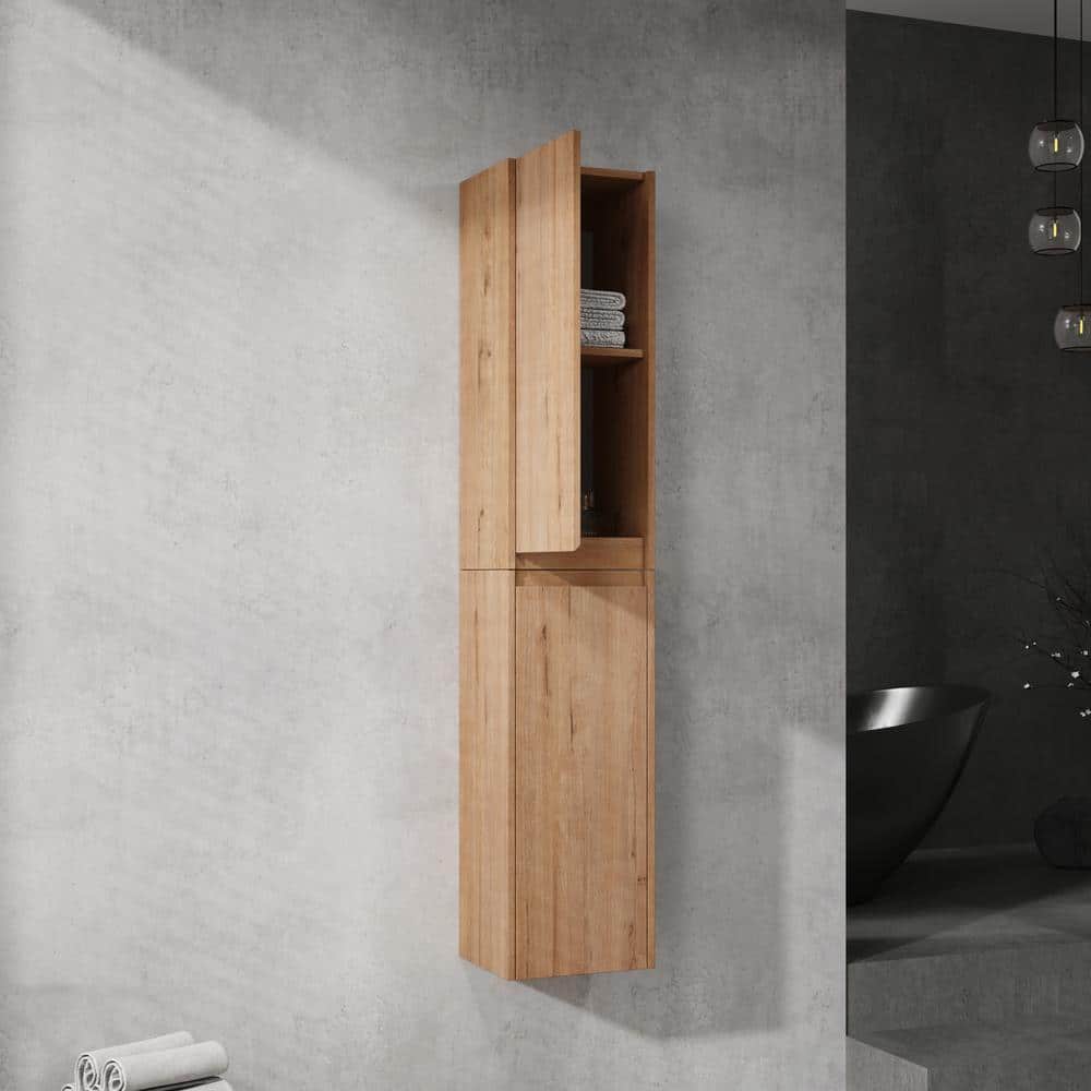 11.81 in. W x 9.81 in. D x 59.00 in. H Bathroom Storage Wall Cabinet in Imitative Oak with Soft Closing Door price history on PriceWatchPro