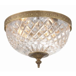 Ceiling Mount 12 in. 3-Light Olde Brass Flush Mount