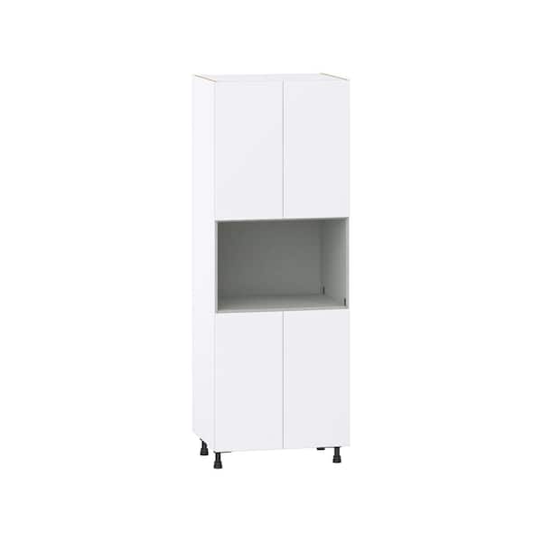 J COLLECTION Fairhope Bright White Slab Assembled Pantry Micro/Oven Kitchen Cabinet (30 in. W x 89.5 in. H x 24 in. D)