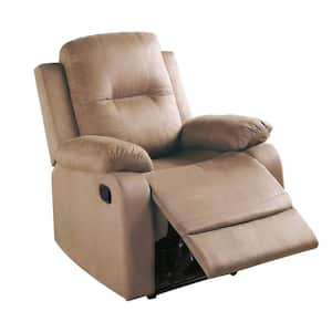 Beige Fabric Manual Recliner with Tufted Back