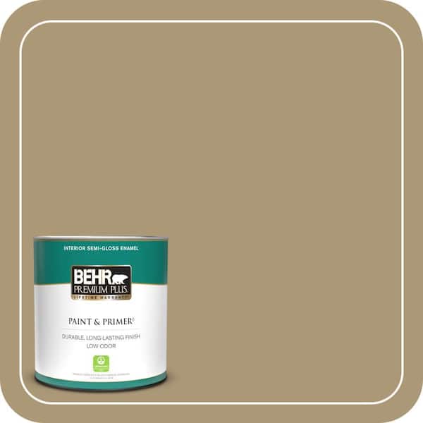 BEHR PREMIUM PLUS 1 qt. #ICC-78 Earthenware Semi-Gloss Enamel Low Odor Interior Paint & Primer