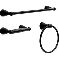 Delta Foundations 3-Piece Bath Hardware Set with 18 in. Towel Bar, Toilet Paper Holder, Towel Ring in Matte Black