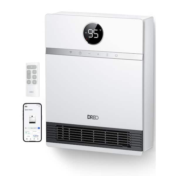 1500W Smart Wall Mount Ceramic Heater, Furnace, w/Remote 30° Oscillation, Adj Thermostat, Remote, Bedroom, Office, White