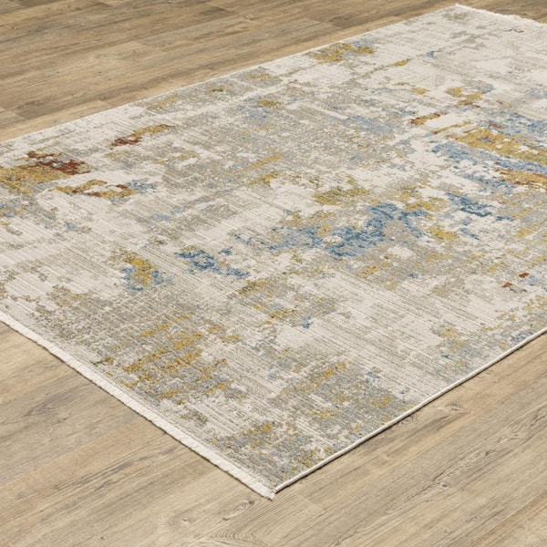 Brooker Beige/Multi 10 ft. x 13 ft. Marbled Abstract Recycled PET Yarn Indoor Area Rug