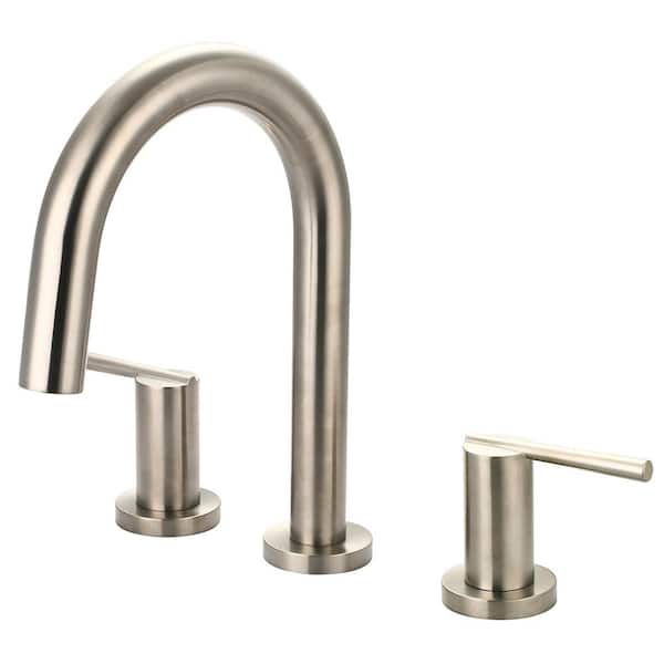 Olympia Faucets i2v 2-Handle Deck Mount Roman Tub Faucet with Gooseneck Spout in Brushed Nickel
