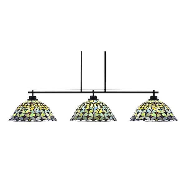 Unbranded Monroe 3-Light Bar, Round Fitter, Matte Black Finish, 16 in. Crescent Art Glass