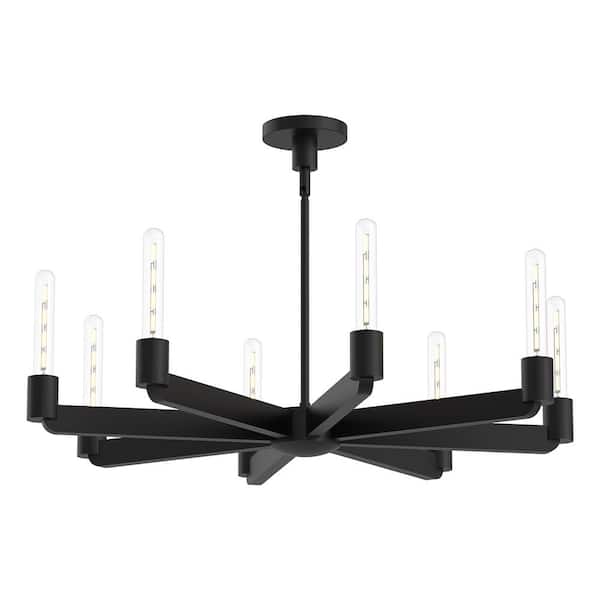 Claire 32 in. 8 Light 60-Watt Matte Black Chandelier