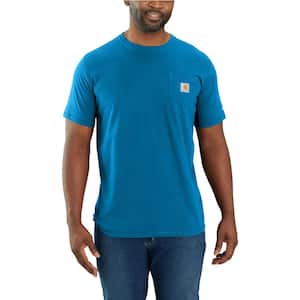 Men's XX-Large Tall Marine Blue Cotton/Polyester Force Relaxed Fit Midweight Short-Sleeve Pocket T-Shirt