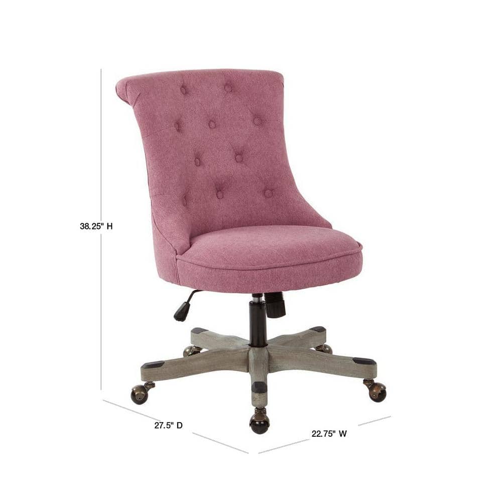 Orchid Fabric 32" Swivel Armless Office Chair with Gray Wood Base