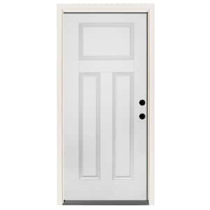 36 in. x 80 in. Premium 3-Panel Primed White Steel Prehung Front Door with 36 in. Left-Hand Inswing and 6 in. Wall