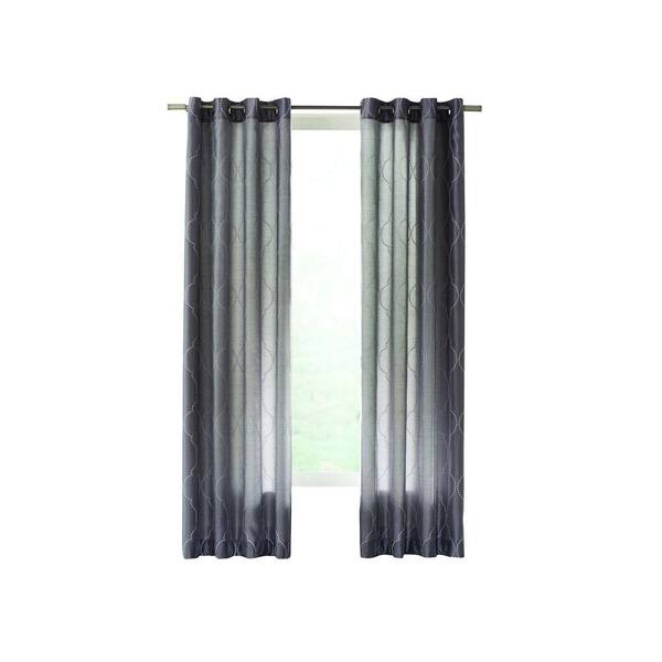 Home Decorators Collection Gray Hourglass Embroidered Lined Curtain - 50 in. W x 63 in. L