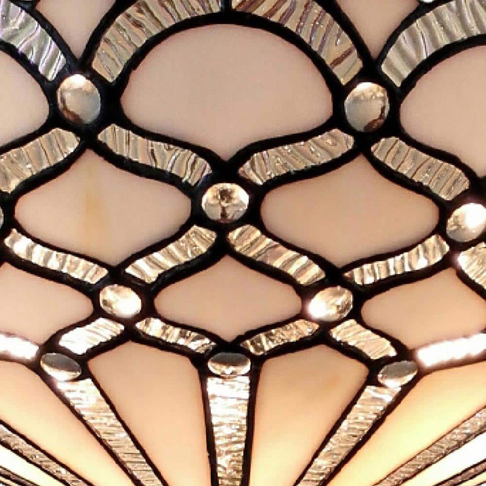 Amora 17" Wide Classic Tiffany-Style Ceiling Fixture with Stained Glass