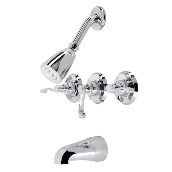 Kingston Brass Royal Triple Handle 1-Spray Tub and Shower Faucet 2 GPM in. Polished Chrome (Valve Included)