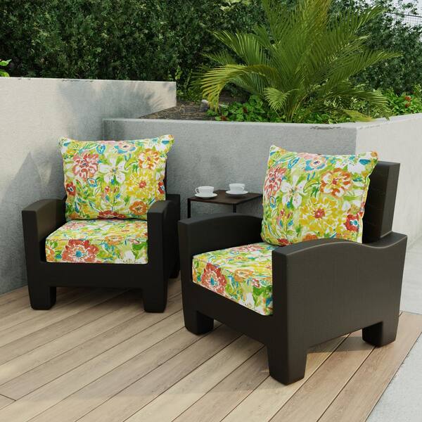 Jordan Manufacturing 9740PK1 4784D 24 x 24 in. Sun River Garden Floral Square Outdoor Deep Seating Patio Seat Back Cushion Set Multi Color 2 Piece